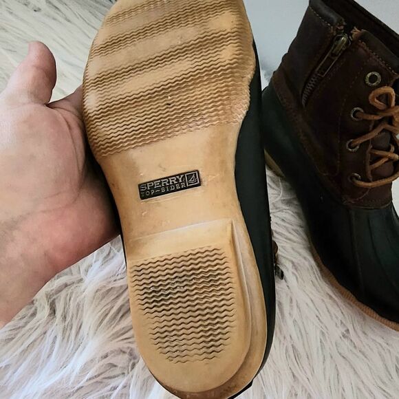 Sperry top sider duck boots women's size 6.5 brown leather upper rubber lower - Picture 4 of 5